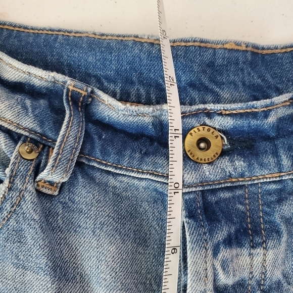 PISTOLA 30 Charlie Jeans Button fly high rise 2-tone Distressed Straight leg Raw - Picture 9 of 11